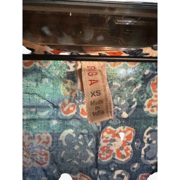 Anthropologie Raga Autumn Meadow Maxi Dress XS Blue Orange Ivory Boho - Picture 9 of 9